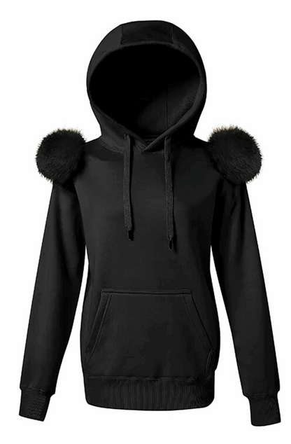 Hoodie with fur on the shoulders