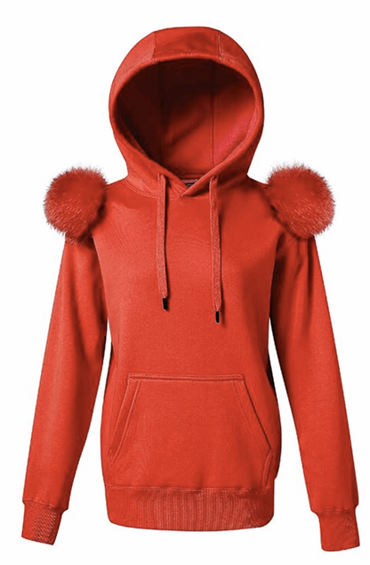 Hoodie with fur on the shoulders