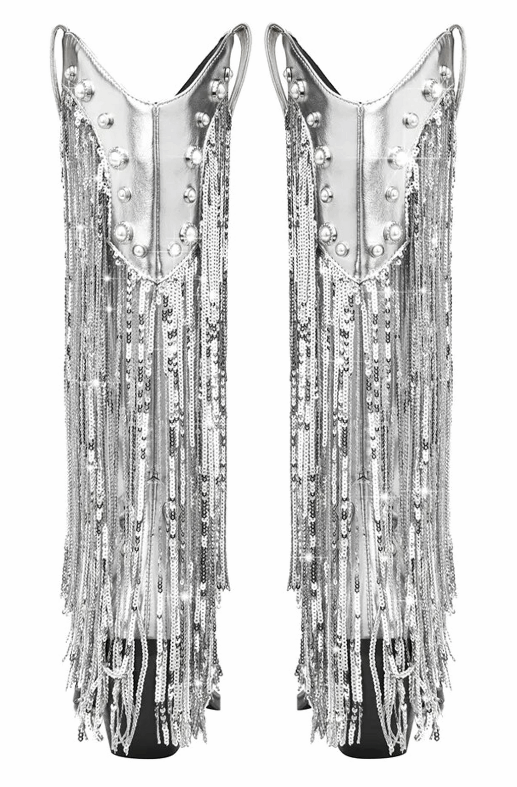 Fringed silver western boots
