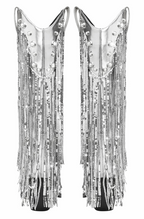 Fringed silver western boots