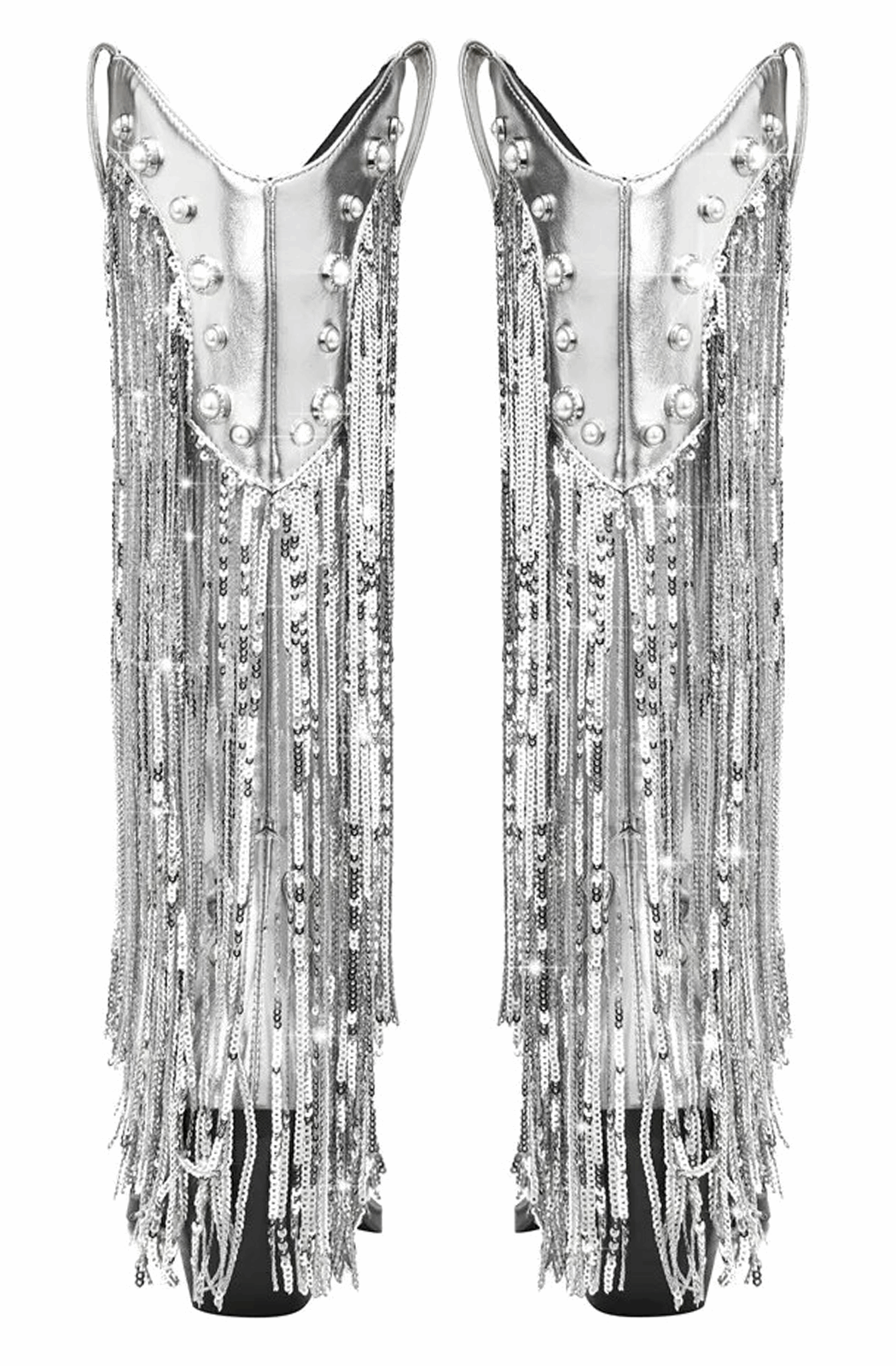 Fringed silver western boots