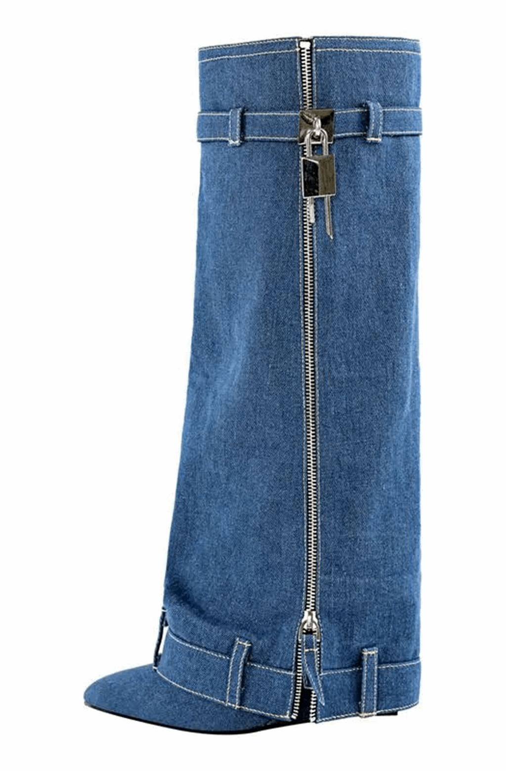 Fold over denim boots