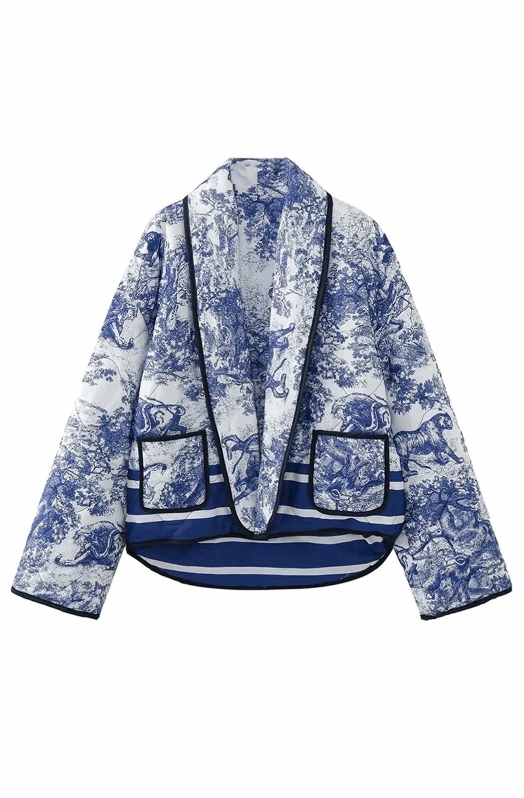 Blue fashion vintage printed coat