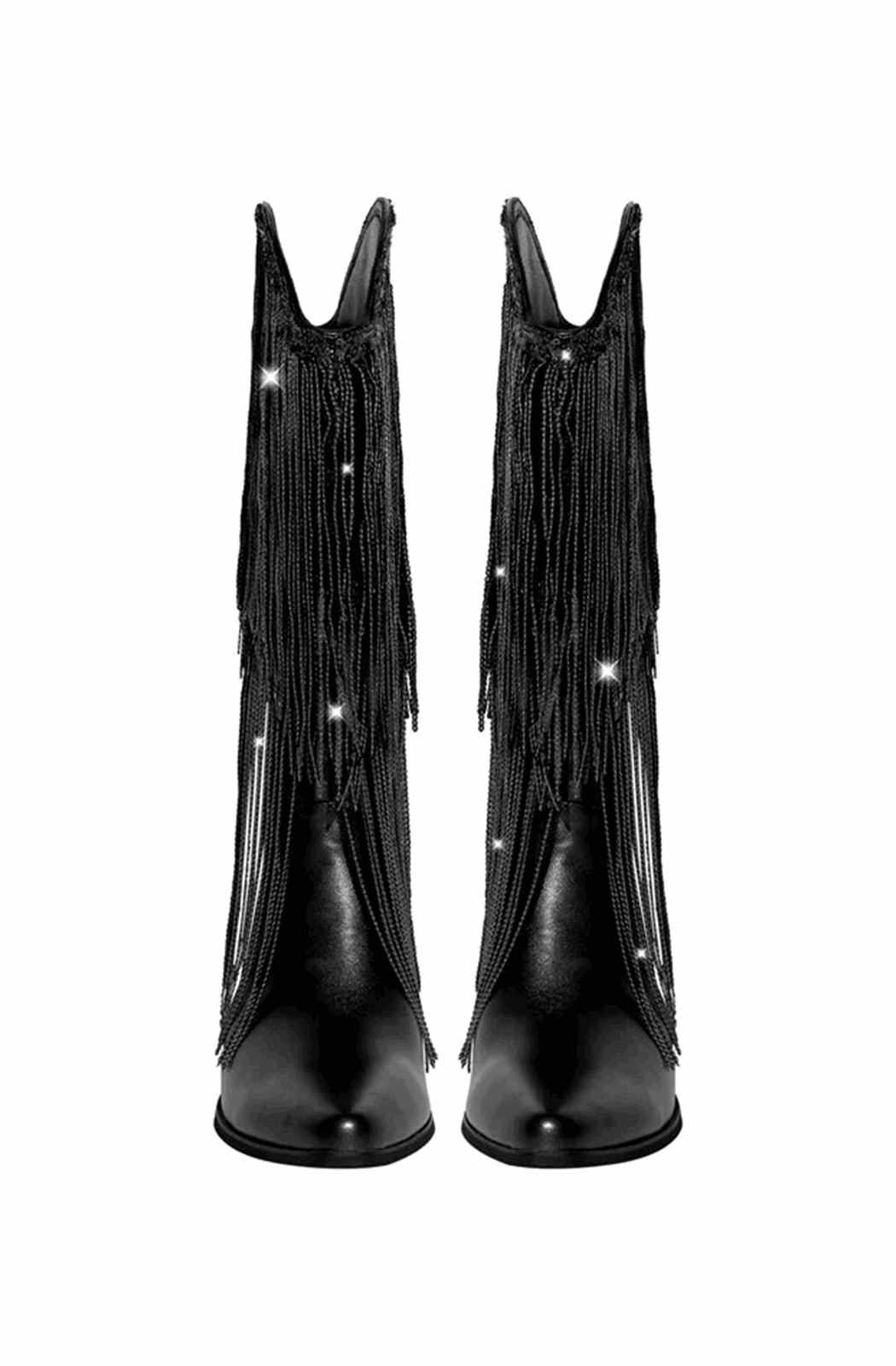 Sequined fringe cowboy boots