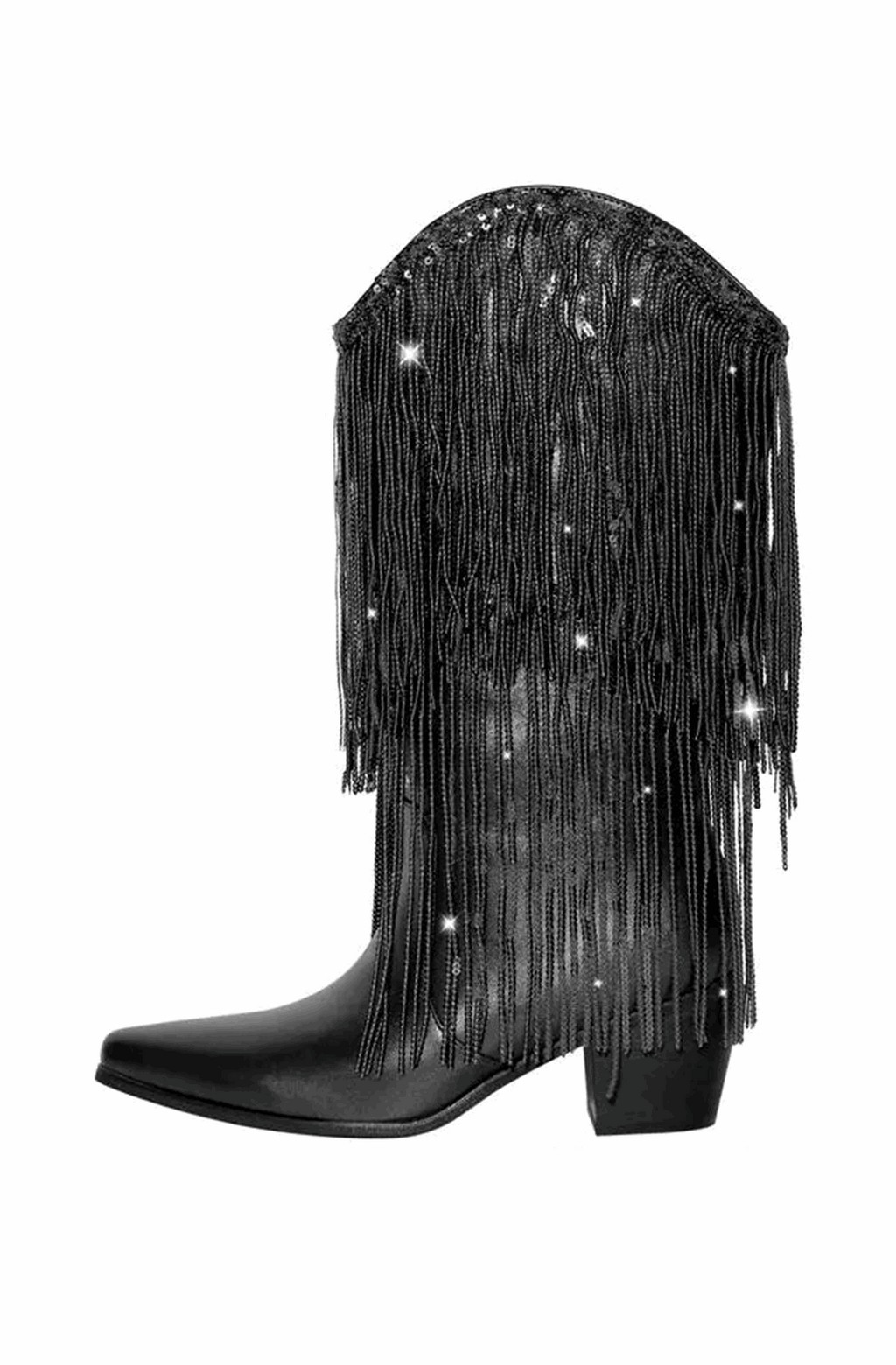 Sequined fringe cowboy boots
