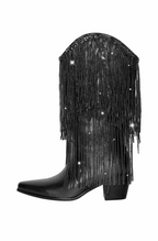 Sequined fringe cowboy boots