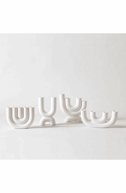 Minimalist ceramic candlestick holder