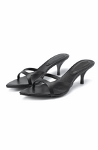 Genuine leather pointed open toe heeled sandals