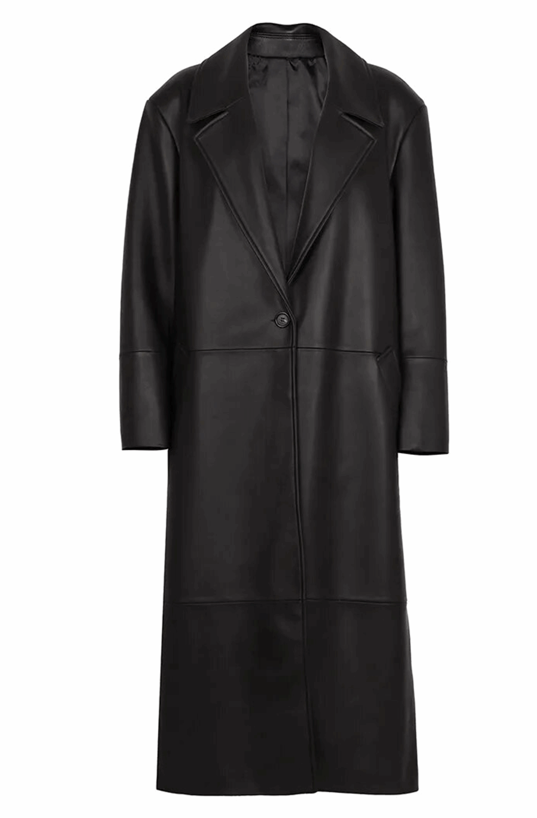 Real leather black trench coat