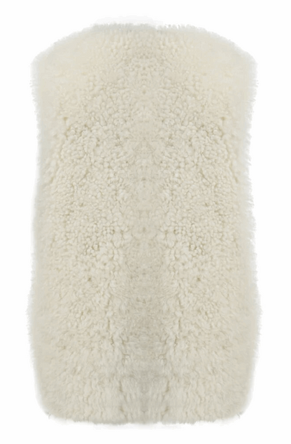 Shearling leather vest coat