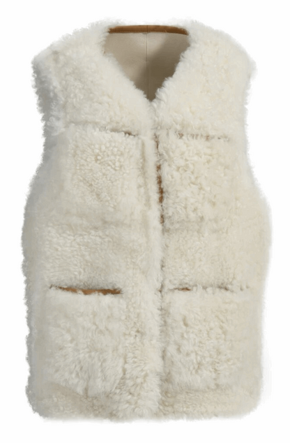 Shearling leather vest coat