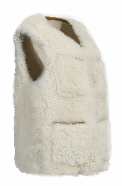 Shearling leather vest coat