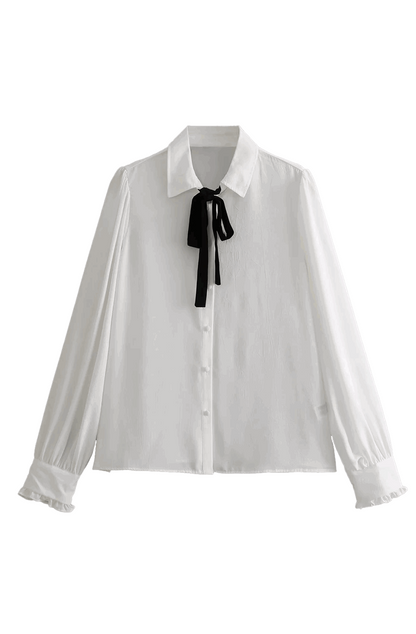 White shirt with bow tie