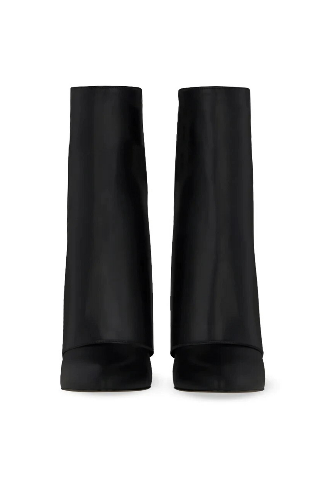 Fold over stilettos pointed toe calf boots