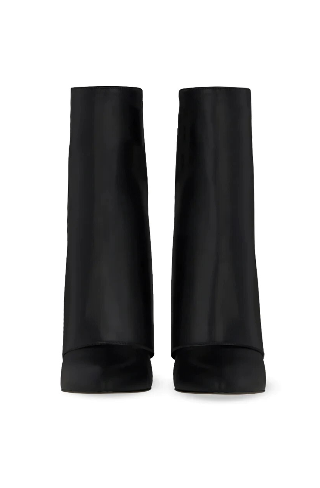 Fold over stilettos pointed toe calf boots