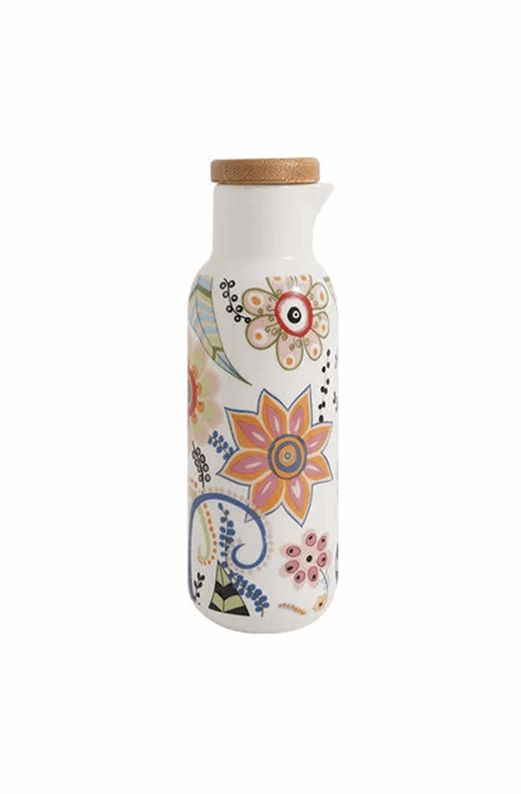 Vintage print ceramic oil bottle