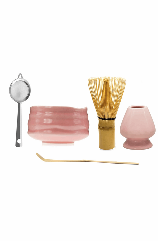 Ceramic glossy pink matcha kit