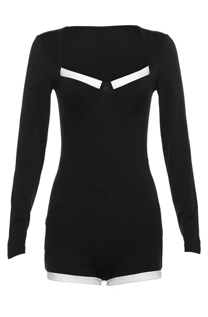 French vintage black and white romper