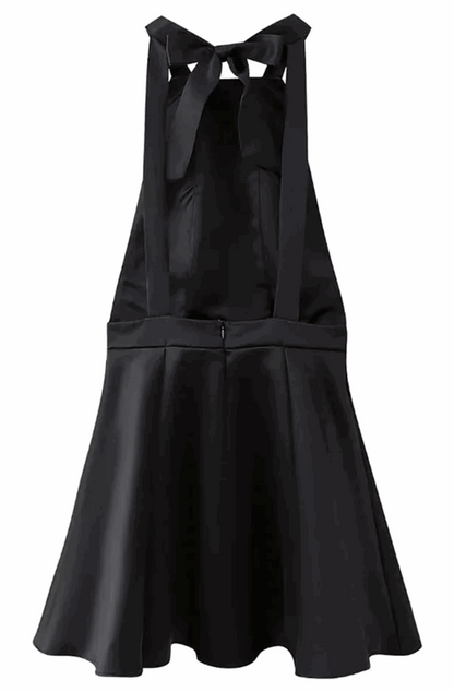 Black backless trapeze mini dress