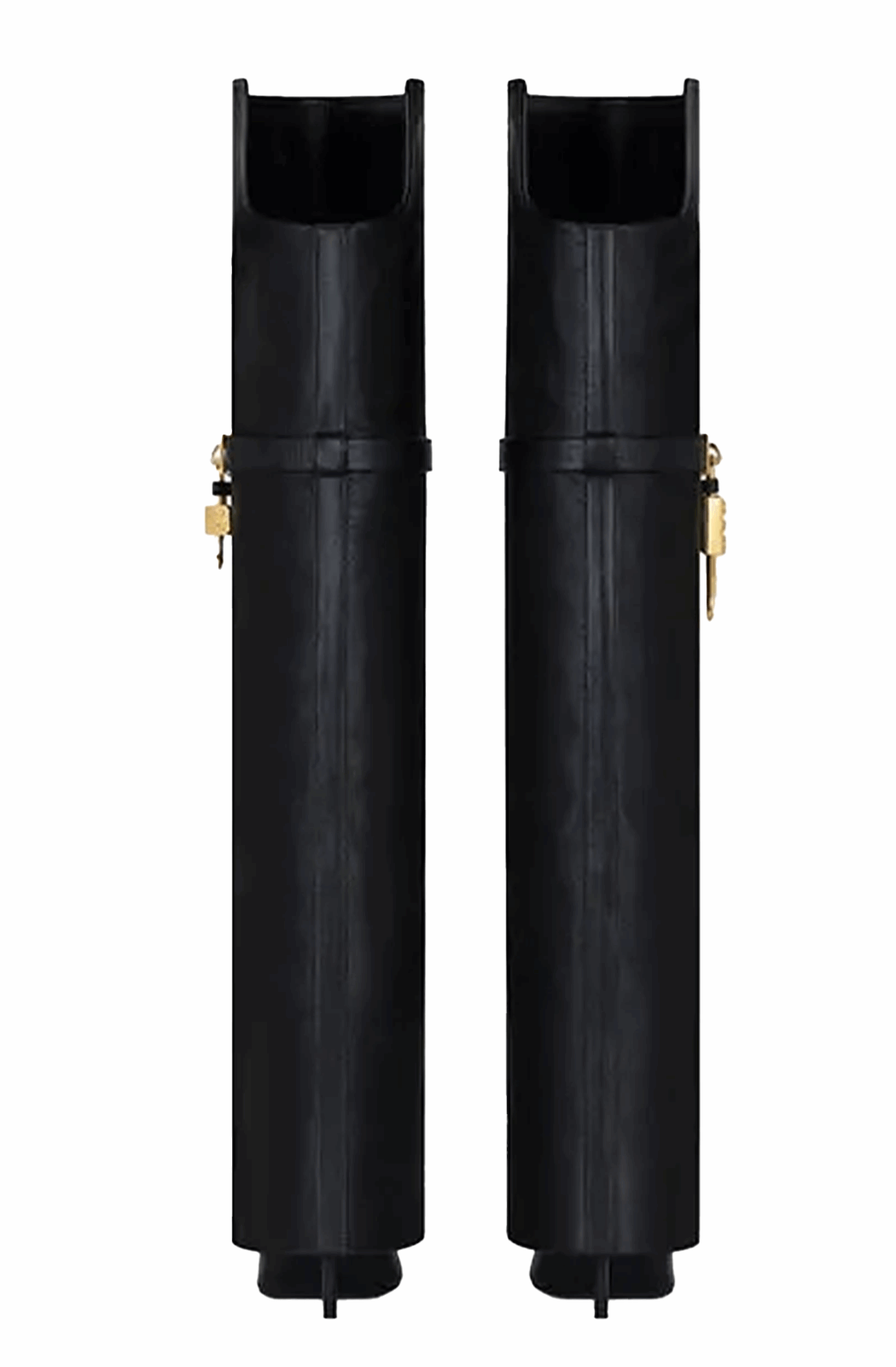 Genuine leather fold over thigh high boots with padlock