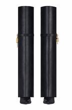 Genuine leather fold over thigh high boots with padlock