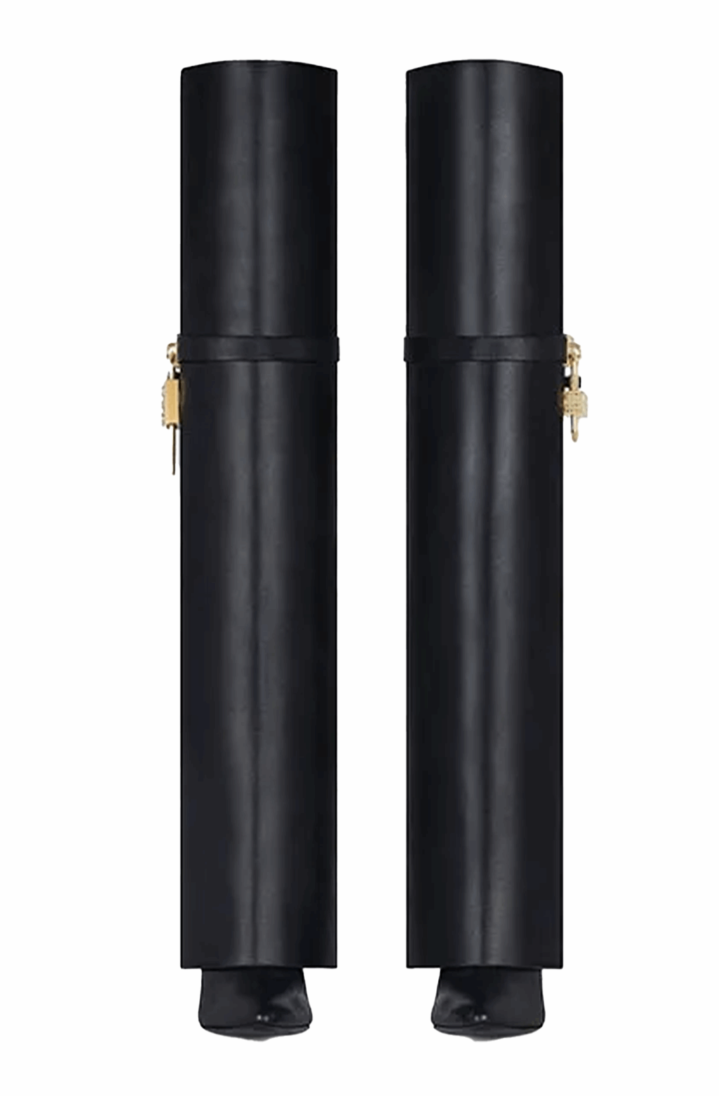 Genuine leather fold over thigh high boots with padlock