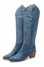 Blue embroidered cowboy boots