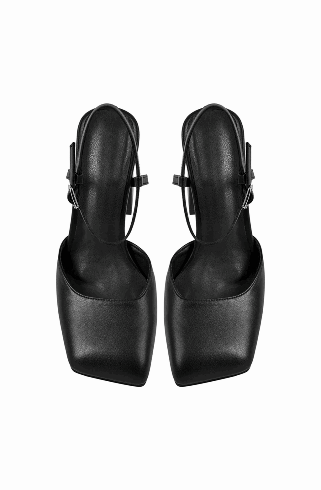 Square toe pumps with ankle strap