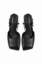 Square toe pumps with ankle strap
