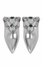 Jewelry silver ankle boots with thin high heels