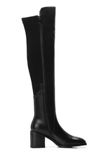Genuine leather over the knee boots with elastic