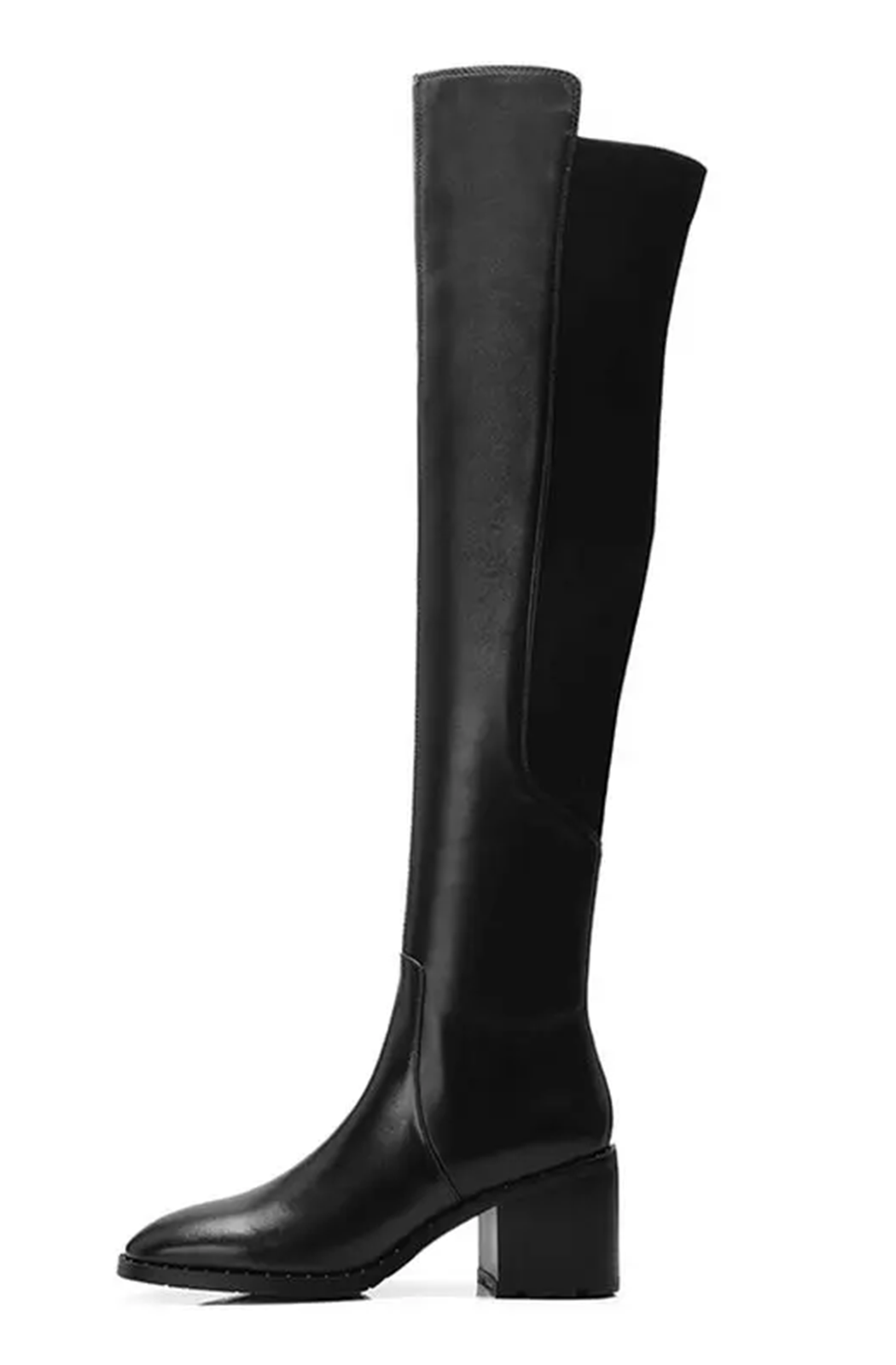 Genuine leather over the knee boots with elastic