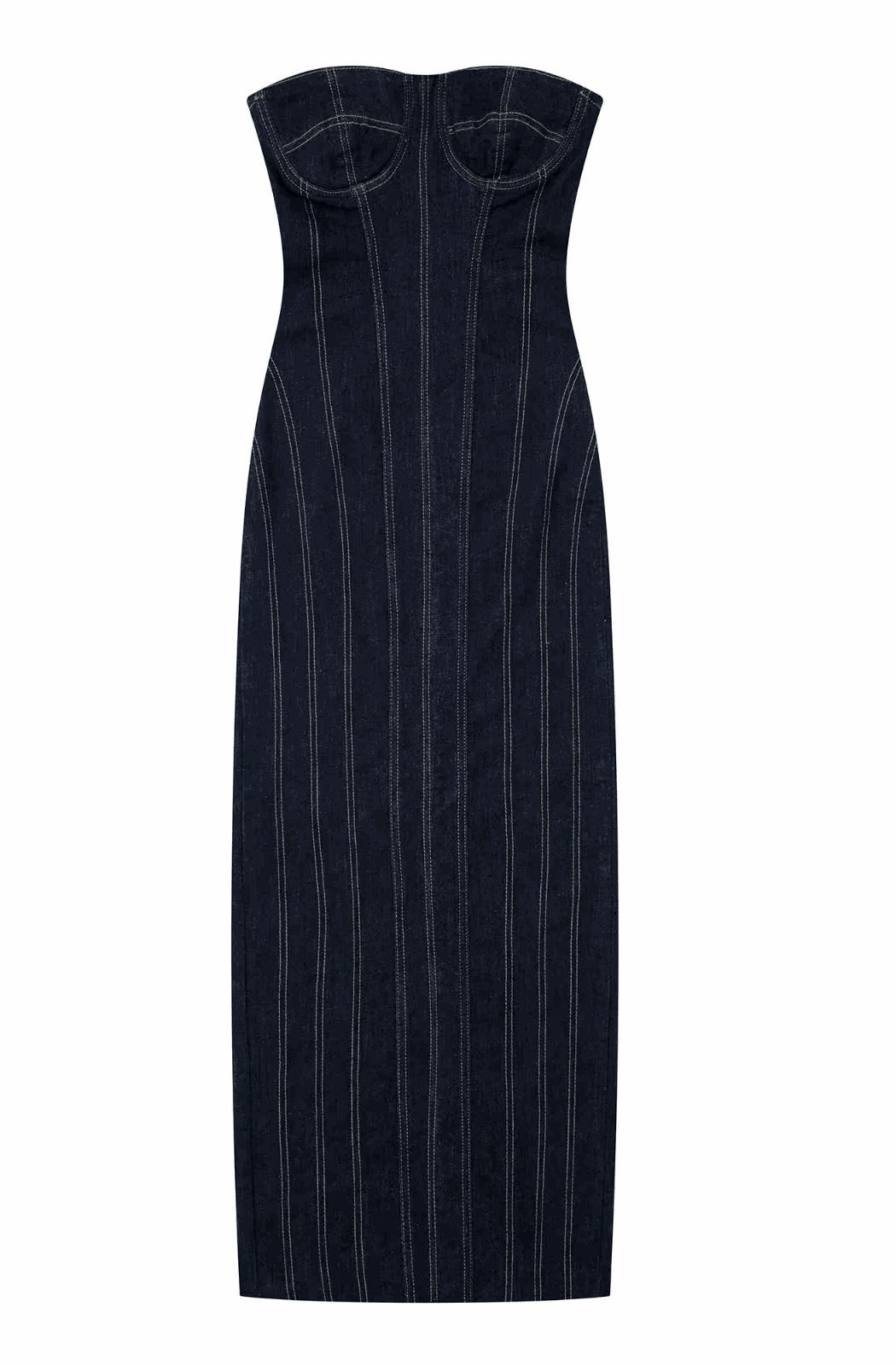 Denim maxi tube dress