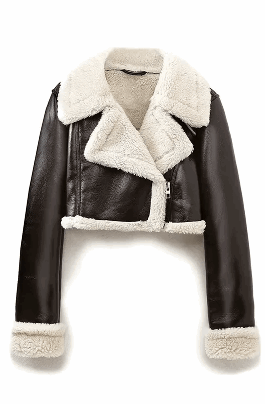 Black cropped shearling jacket