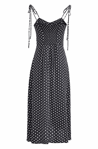 Black maxi dress with white polka dot