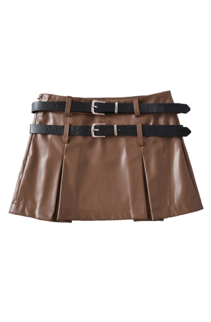 Brown leather skort