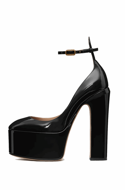 Platform ankle strap pumps
