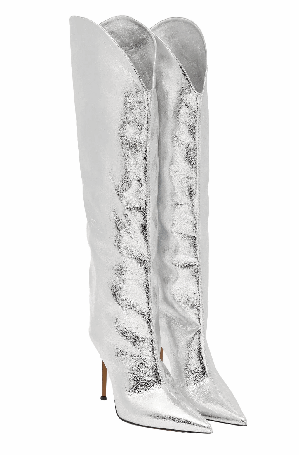 Silver stiletto boots