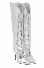 Silver stiletto boots