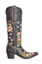 Embroidery flower western boots