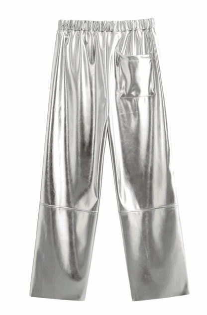 Silver leather pants