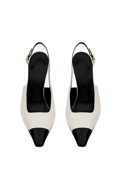 Pointed toe pumps with buckle strap