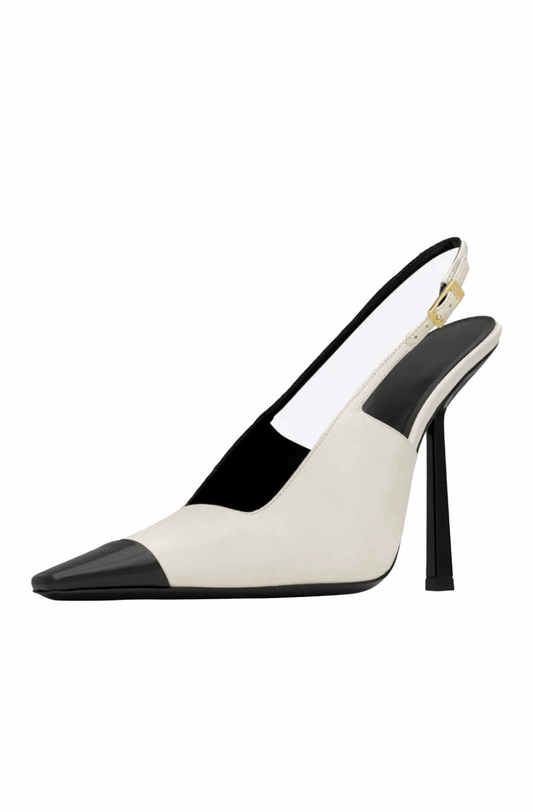 Pointed toe pumps with buckle strap