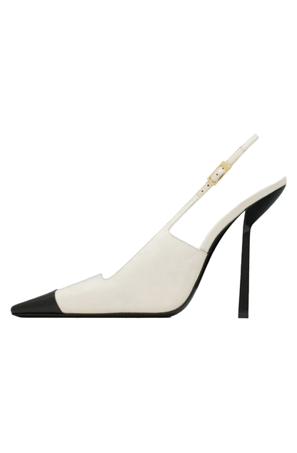 Pointed toe pumps with buckle strap