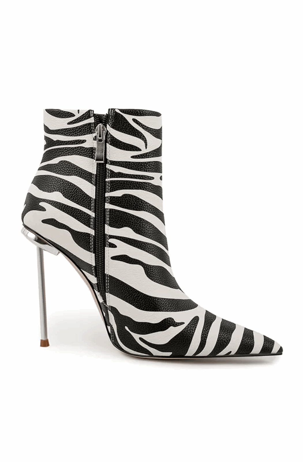 Zebra stiletto ankle boots