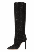 Rhinestone knee high boots