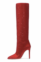 Rhinestone knee high boots