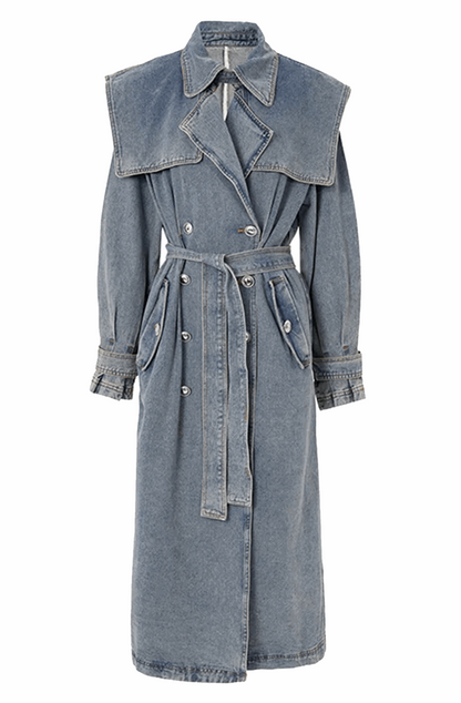 Denim trench coat