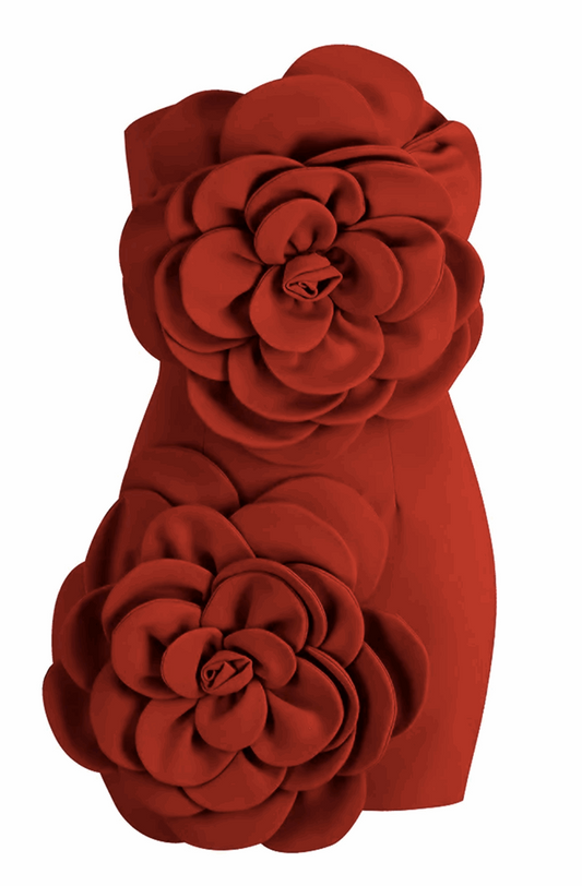 3D floral mini dress