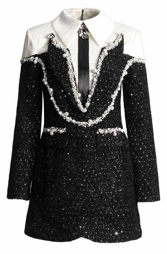 Beaded blazer shirt dress